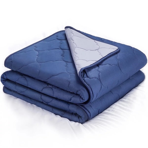 Wellco Weighted Blanket, Stress Reducing Heavy Blankets with Premium Glass Bead, 48"x72",Navy